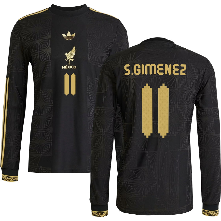 Mexico Gold Long Sleeve Jersey 2025 Adults-Footzilla