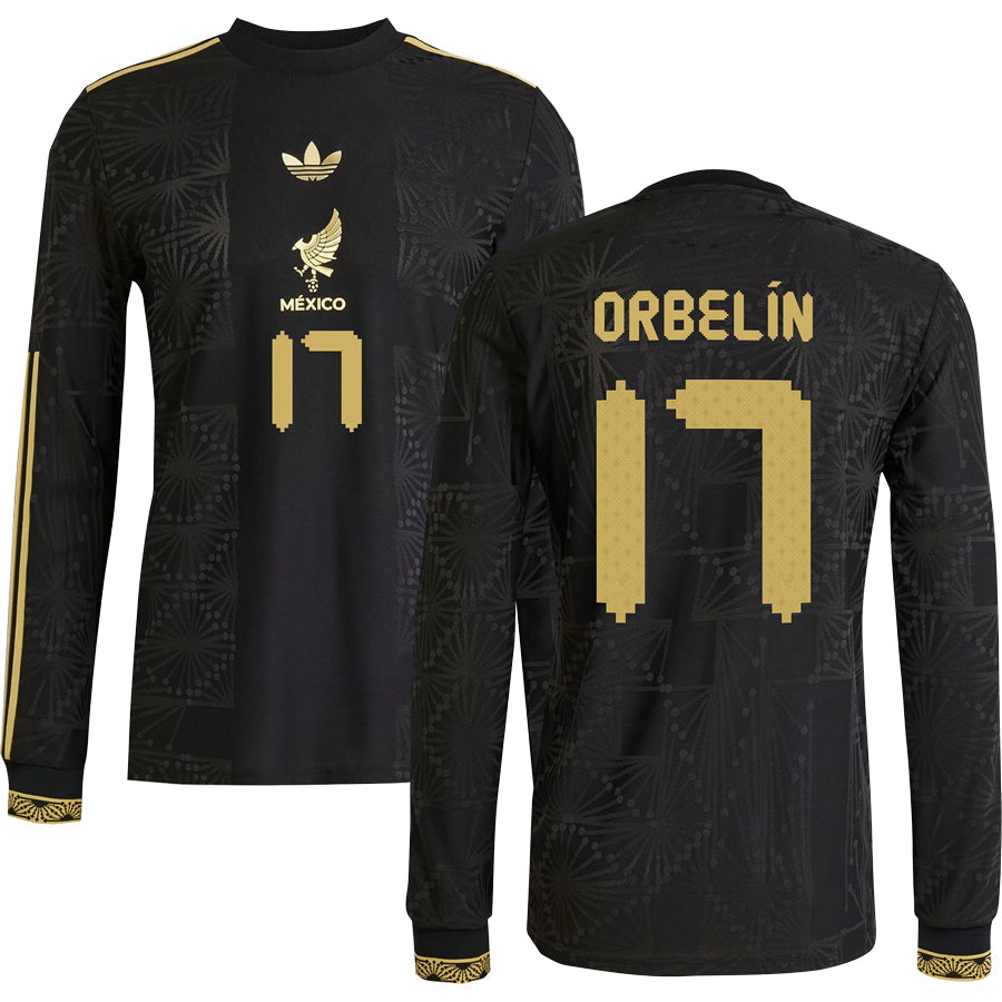 Mexico Gold Long Sleeve Jersey 2025 Adults-Footzilla