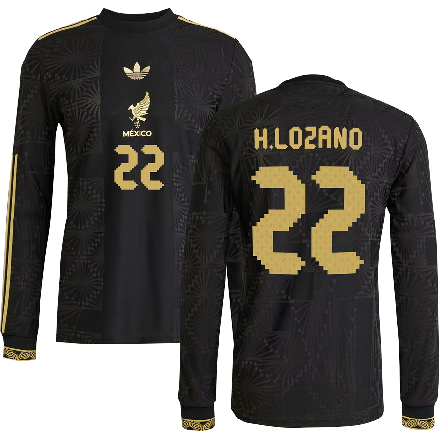 Mexico Gold Long Sleeve Jersey 2025 Adults-Footzilla