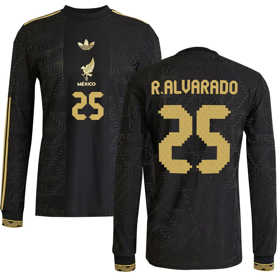 Mexico Gold Long Sleeve Jersey 2025 Adults-Footzilla
