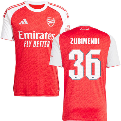 Arsenal Home Jersey #36 ZUBIMENDI 2025/26 Adults-Footzilla