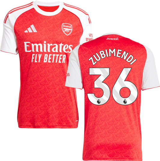 Arsenal Home Jersey #36 ZUBIMENDI 2025/26 Adults-Footzilla