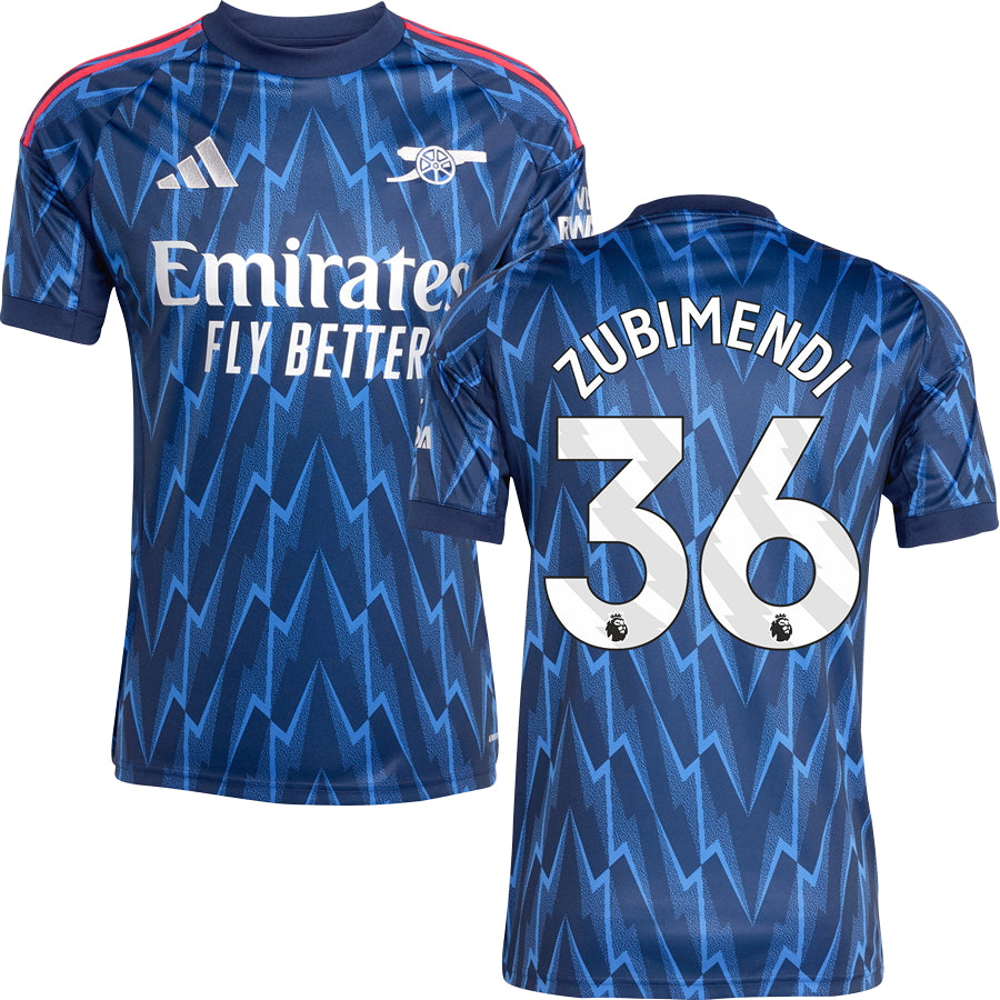Arsenal Away Jersey #36 ZUBIMENDI 2025/26 Adults-Footzilla