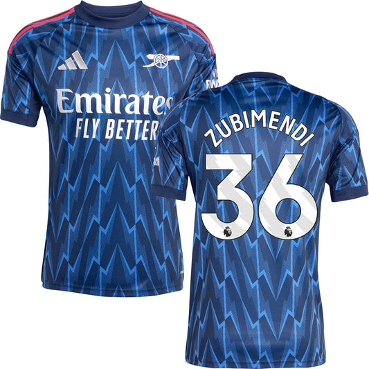 Arsenal Away Jersey #36 ZUBIMENDI 2025/26 Adults-Footzilla